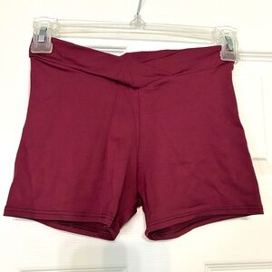 Booty Shorts Maroon Motionwear Dance V-waist Crossband Dance Costume Gym Small